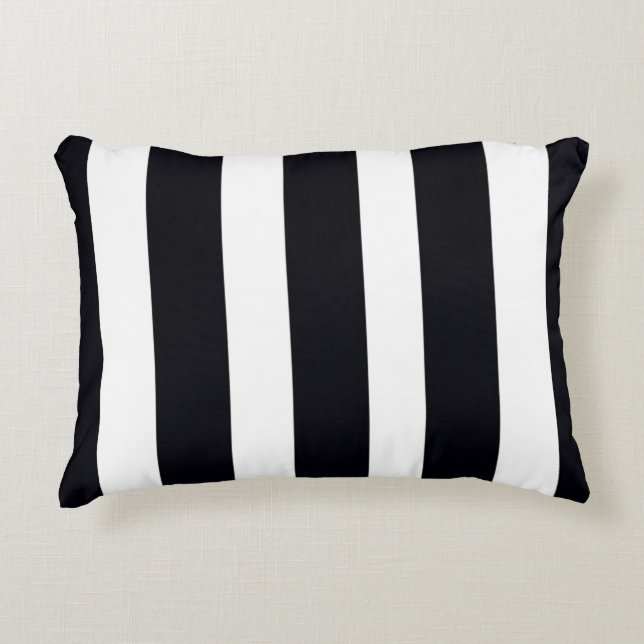 Elegant Chic Snyggt Classic Black & White Stripe Prydnadskudde (Framsidan)