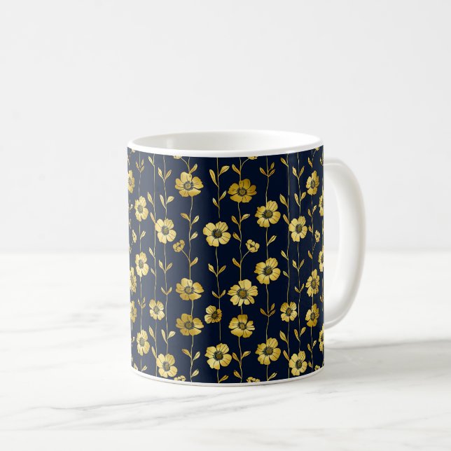Elegant Chic Snyggt Feminin Trendig Black Guld Kaffemugg (Framsida höger)