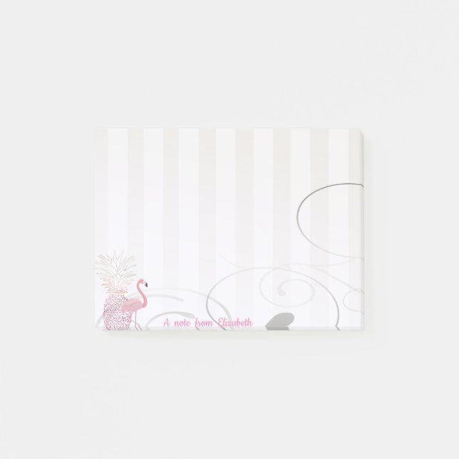 Elegant Chic Snyggt Girly ,Flamingo, ananas Post-it Block (Framsida)