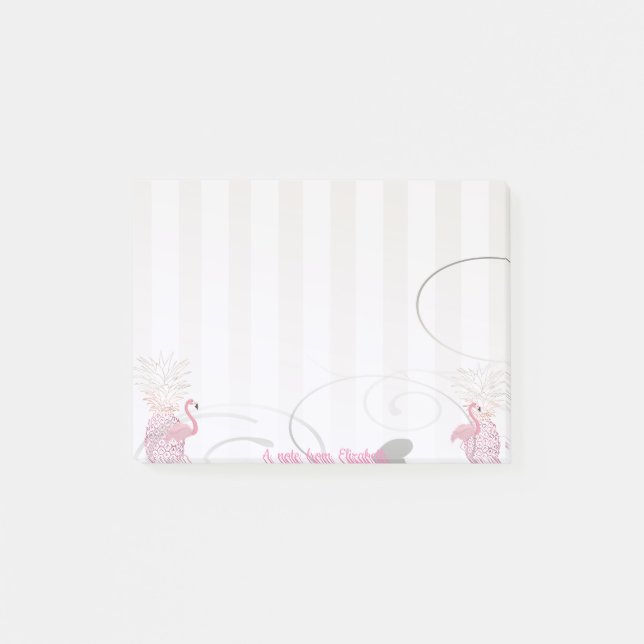 Elegant Chic Snyggt Girly ,Flamingos, ananas Post-it Block (Framsida)