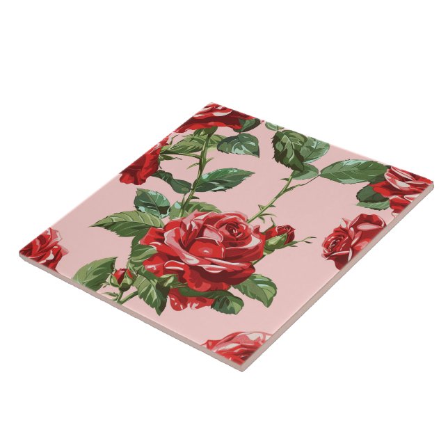 Elegant Chic Snyggt Girly Flowers Ro Trendig Kakelplatta (Sidan)