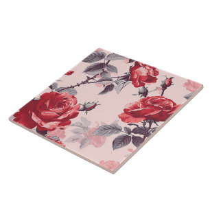 Elegant Chic Snyggt Girly Flowers Ro Trendig Kakelplatta