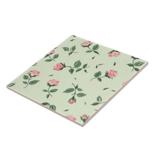Elegant Chic Snyggt Girly Flowers Ro Trendig Kakelplatta