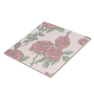 Elegant Chic Snyggt Girly Flowers Ro Trendig Kakelplatta