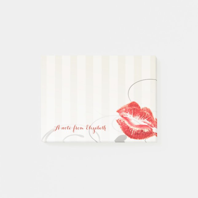 Elegant Chic Snyggt Girly, Red Läppar Post-it Block (Framsida)
