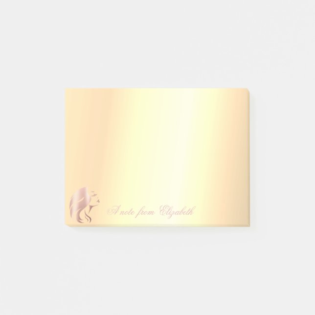 Elegant Chic Snyggt Guld Ansikte Silhouette Post-it Block (Framsida)