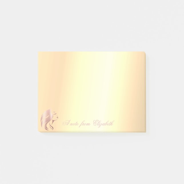 Elegant Chic  Stilig guld ansikte silhuett Post-it Block (Framsida)