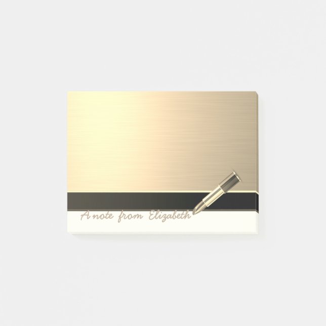 Elegant Chic Stylish Girly ,Falskt Guld, Läppstift Post-it Block (Framsida)