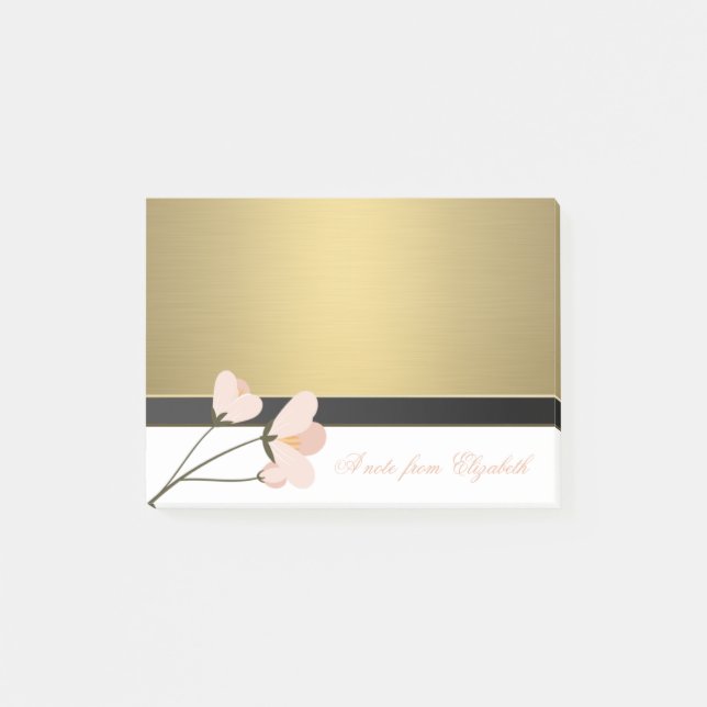 Elegant Chic Stylish Girly ,Falskt Guld,Ros Post-it Block (Framsida)