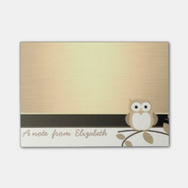 Elegant Chic Stylish Girly ,Falskt Guld, Uggla Post-it Block