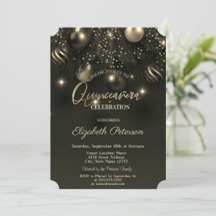 Elegant Chic Stylish Prydnader Quinceañera Inbjudningar