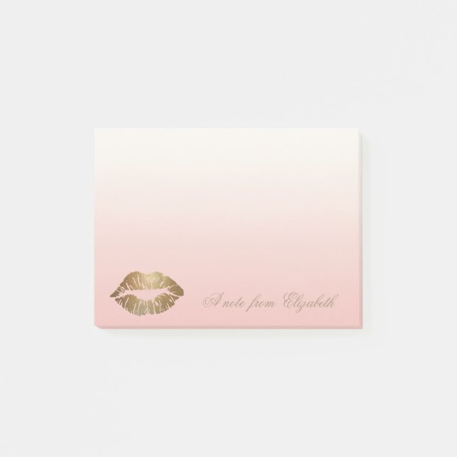 Elegant Chic Stylish Tjej, Glittriga Läppar Post-it Block (Framsida)