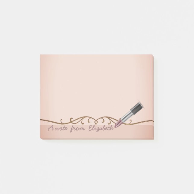 Elegant Chic  Stylish Tjej, Läppstift Post-it Block (Framsida)