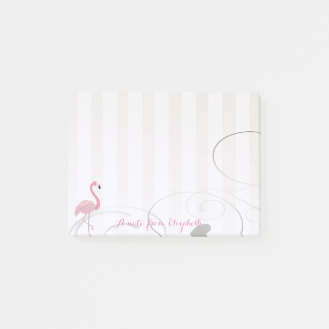 Elegant Chic Stylish Tjej, Rosa Flamingo Post-it Block (Framsida)