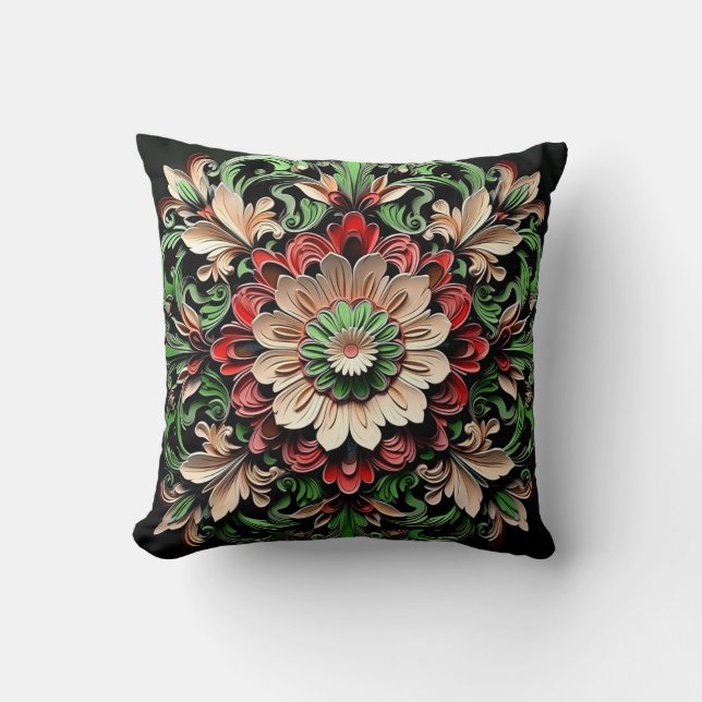 Elegant Chic Stylisk Blommig Lyx Färgrik  Kudde (Framsida)