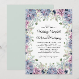 Elegant Chic Sukkulenta Blommor Bröllop Inbjudningar