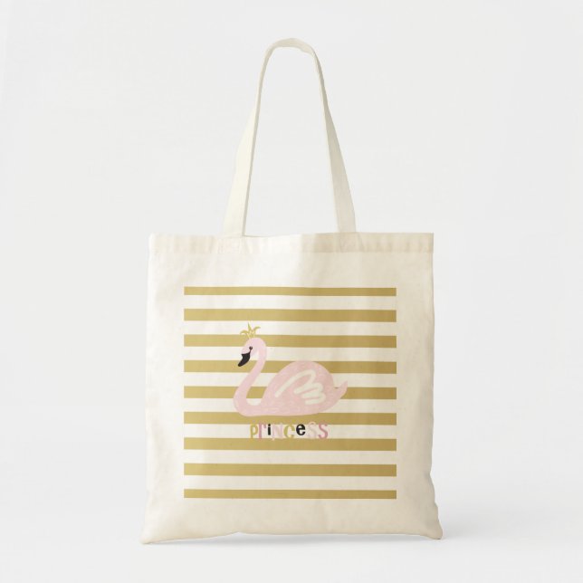 Elegant Chic Svan, Krona På Ränder Tygkasse (Framsidan)