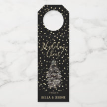 Elegant Chic Svart & Guld Snö Holiday Glädje