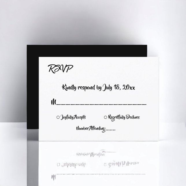 Elegant Chic, svart och vit modern, enkel Bröllop OSA Kort (Skapare uppladdad)