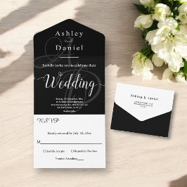 Elegant Chic, svart och vit monogram Bröllop