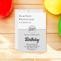 Elegant Chic Svart Och Vitt Grått 20-årsfirande