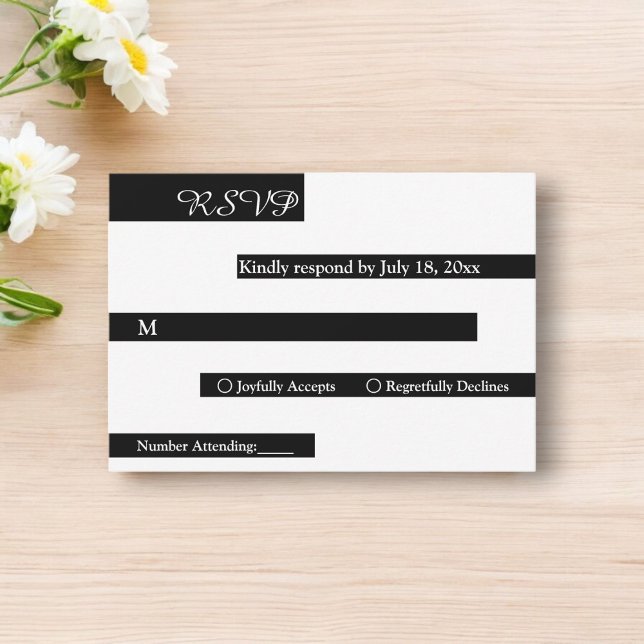 Elegant Chic Svart Och Vitt Modern Bröllop OSA Kort (Skapare uppladdad)