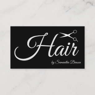 Elegant Chic Svart- och White Hair Stylist-sax Visitkort