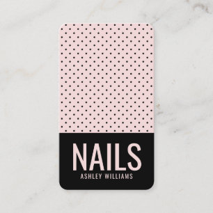Elegant chic svart rosa polka punkt nagel visitkort