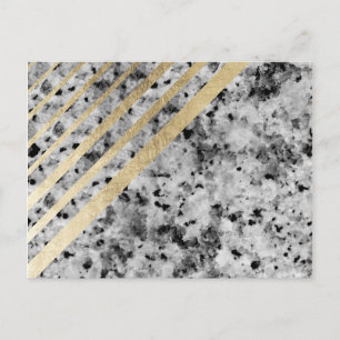 Elegant chic, svart, vit faux guld rand marble vykort
