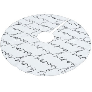 Elegant Chic Svart Vitt Glatt Skript Bokstavsstil Julgransmatta Borstad Polyester