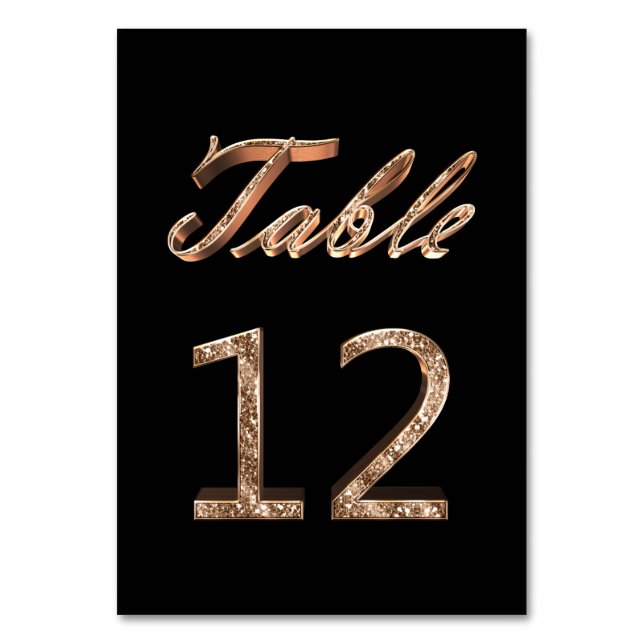 Elegant Chic Svarta Guld Party Bordsnummer 12 (Framsidan)