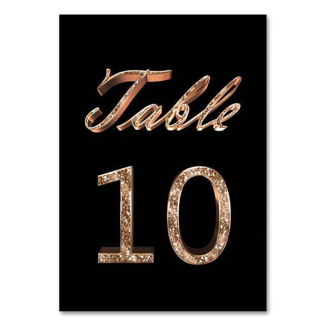 Elegant Chic Svarta Guld-Party-Bordsnumret 10 Bordsnummer (Framsidan)