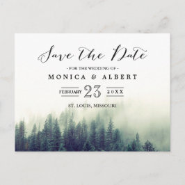Elegant Chic Tallskog Save the Date Meddelande Vykort