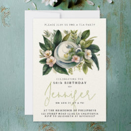 Elegant Chic Tea Party Birthday Blommigt Vattenfär Inbjudningar