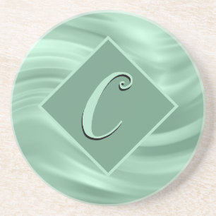Elegant Chic Teal Swirl Monogram Initial Snyggt Underlägg