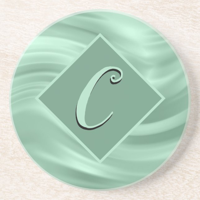 Elegant Chic Teal Swirl Monogram Initial Snyggt Underlägg (Framsidan)