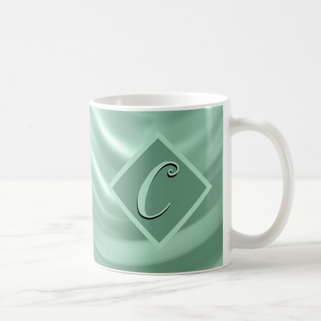 Elegant Chic Teal Swirl Monogram Snyggt Kaffemugg (Höger)