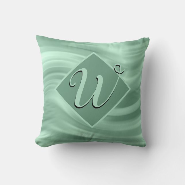 Elegant Chic Teal Swirl Monogram Snyggt Kudde (Framsida)