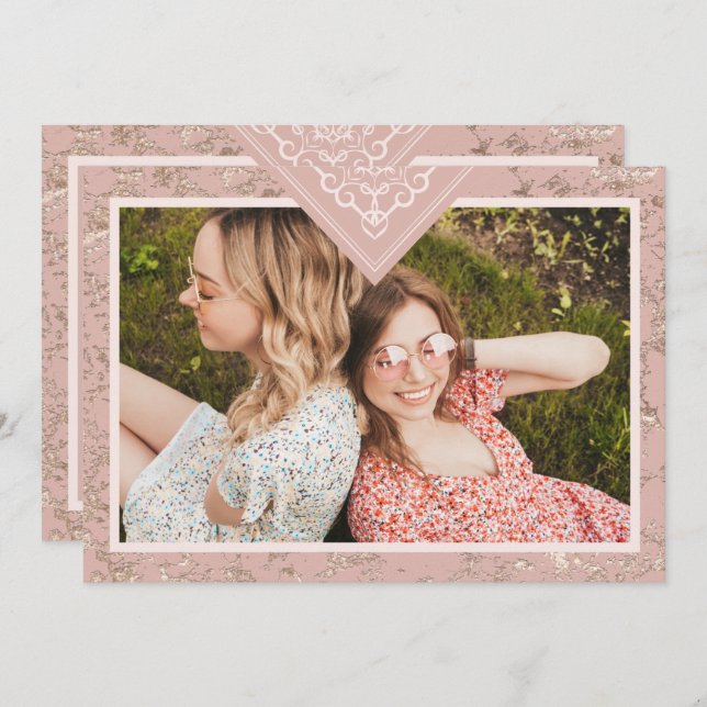 Elegant Chic Texture in Pink Bridesmaid Proposal (Fram/baksida)