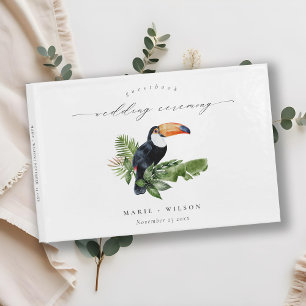 Elegant Chic Tropical Rainforest Toucan Bröllop Gästböcker