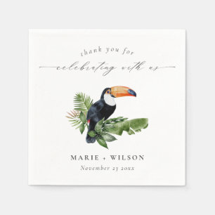 Elegant Chic Tropical Rainforest Toucan Bröllop Pappersservett