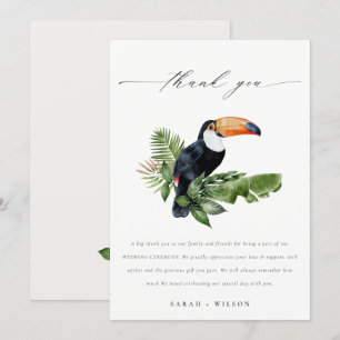 Elegant Chic Tropical Rainforest Toucan Bröllop Tack Kort