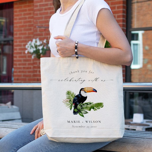 Elegant Chic Tropical Rainforest Toucan Bröllop Tygkasse (Skapare uppladdad)