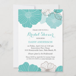 Elegant Chic Turkos Grönt Blommigt Möhippa Inbjudningar