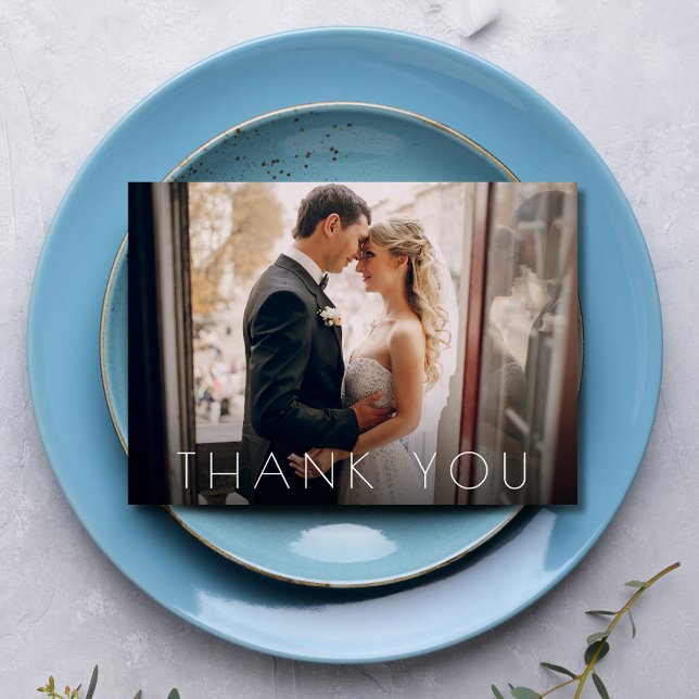 Elegant Chic Två Foto Bröllop Tacksamhet Tack Kort (Elegant Chic Two Photo Wedding Thank You Card)