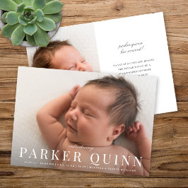 Elegant Chic Typography Photo Birth Notice Meddelande