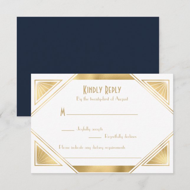 Elegant chic Underbar Gatsby Art Deco OSA kort (Fram/baksida)