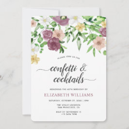 Elegant Chic Vattenfärgad Blommigt Garden Birthday Inbjudningar