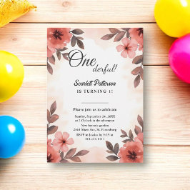 Elegant Chic Vattenfärgad Blommigt Rustik 1:a föde Inbjudningar