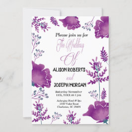 Elegant chic Vattenfärgsfärgkort för Lila Royal Br Inbjudningar
